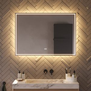 Badkamerspiegel met directe en indirecte verlichting, verwarming, instelbare lichtkleur en dimfunctie 100×70 cm