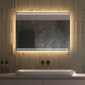 Badkamerspiegel met directe en indirecte verlichting, verwarming, instelbare lichtkleur en dimfunctie 100×70 cm