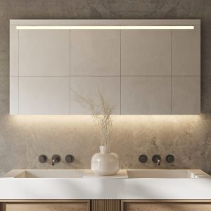 Badkamerspiegel met directe en indirecte verlichting, verwarming, sensor en dimfunctie 140×70 cm