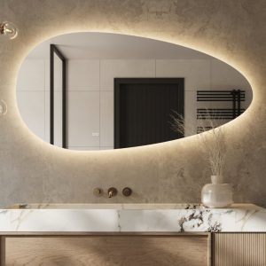 Organische badkamerspiegel met indirecte verlichting, verwarming, instelbare lichtkleur en dimfunctie 160×80 cm