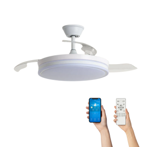 Dimbare plafondventilator Vikman Ø106cm – Kwalitatief & Stijlvol – Wit Transparant (Wifi)
