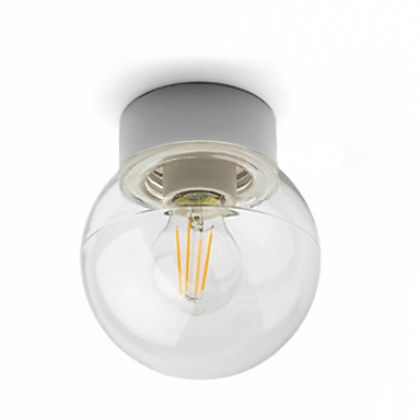 Wandlamp porselein recht 150mm 75W bol glas (helder) - Afbeelding 2