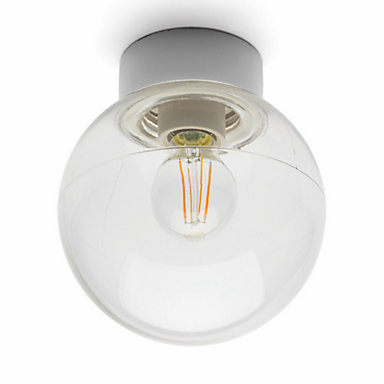Plafondlamp 180mm 75W bol glas (helder)