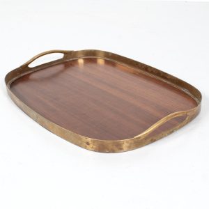 Houten dienblad met messing