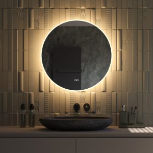 Ronde badkamerspiegel met directe en indirecte verlichting, verwarming, instelbare lichtkleur en dimfunctie 70×70 cm