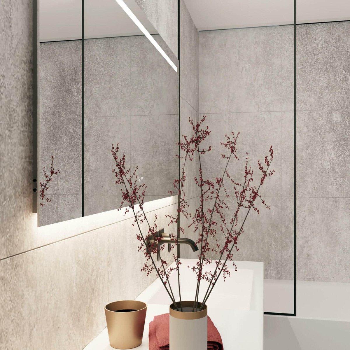 Badkamerspiegel met directe en indirecte verlichting, verwarming, klok, sensor en dimfunctie 140×70 cm - Afbeelding 8