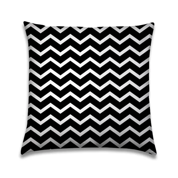 Buitenkussen Zwart-wit Zigzag lijnen grof - Afbeelding 3
