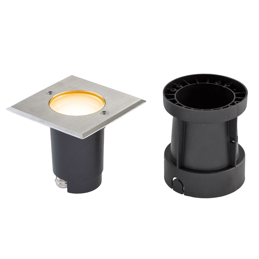 Grondinbouwspot RVS GU10 230V vierkant - Afbeelding 4
