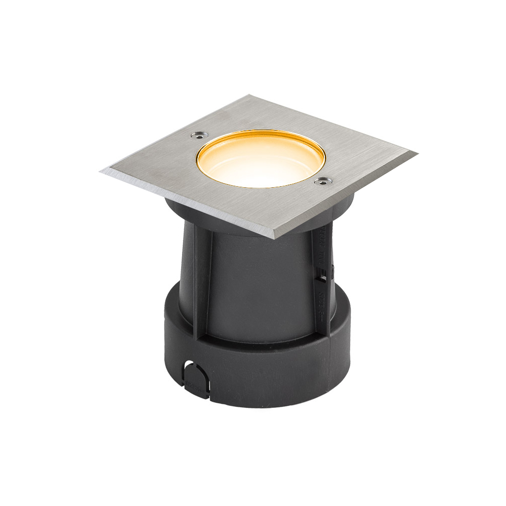 Grondinbouwspot RVS GU10 230V vierkant