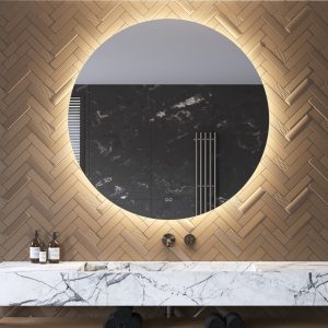 Ronde badkamerspiegel met indirecte verlichting, verwarming, instelbare lichtkleur en dimfunctie 120×120 cm