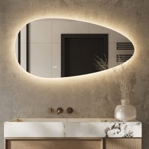 Organische badkamerspiegel met indirecte verlichting, verwarming, instelbare lichtkleur en dimfunctie 120×60 cm