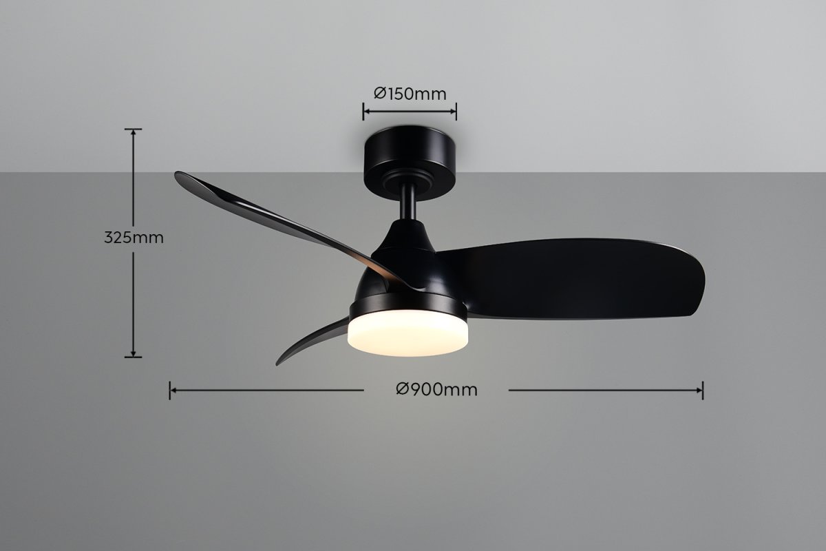 Stijlvolle plafondventilator Ingrid Ø90cm – Ultra stil & Afstandsbediening – Zwart - Afbeelding 6