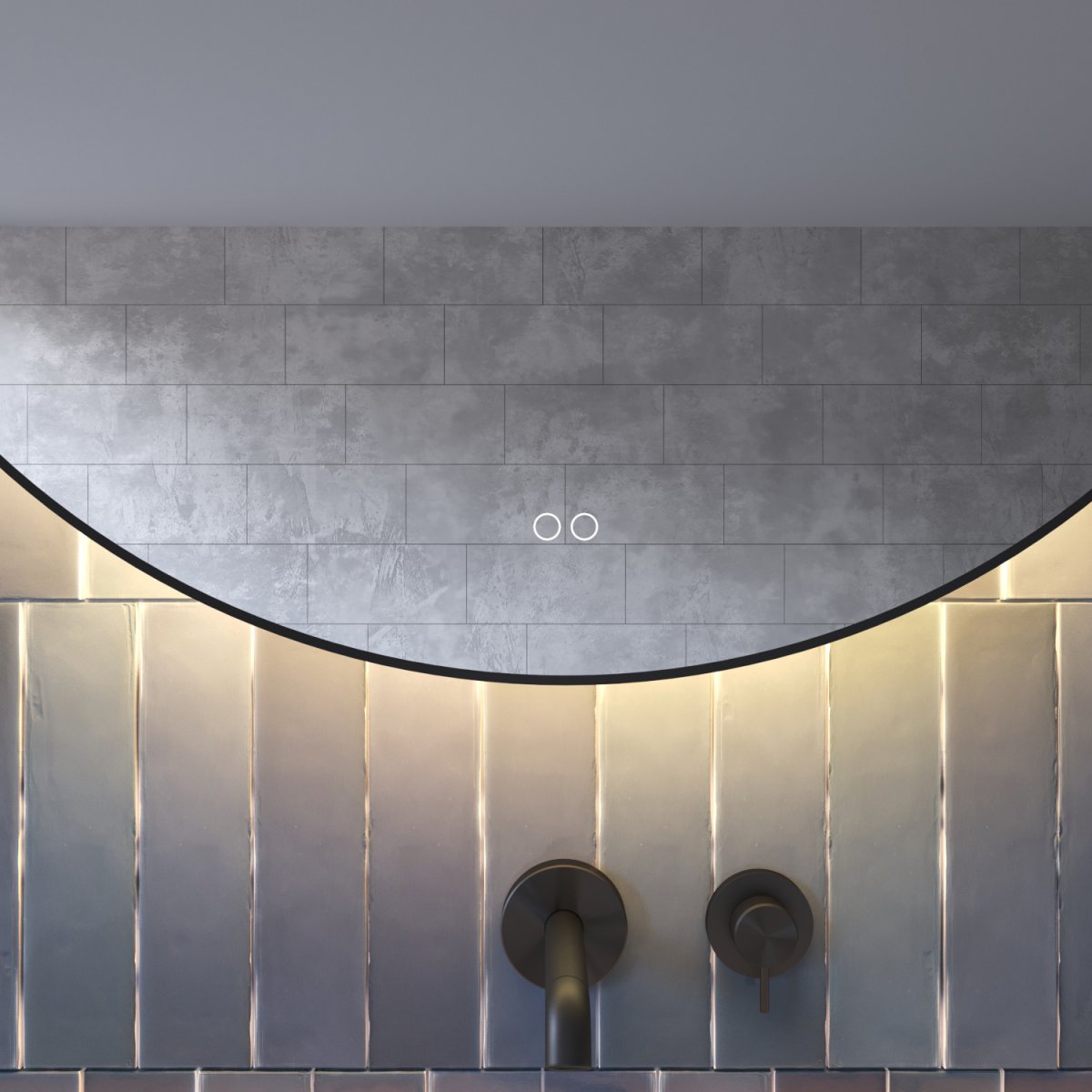 Ronde badkamerspiegel met indirecte verlichting, verwarming, instelbare lichtkleur, dimfunctie en mat zwart frame 120×120 cm - Afbeelding 5