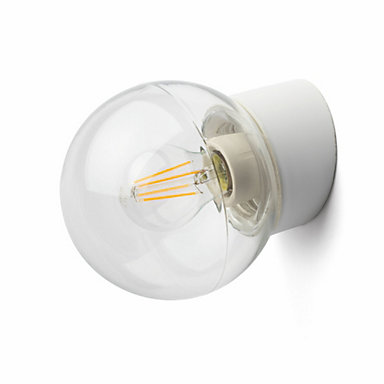 Wandlamp porselein 150mm 75W bol glas (helder) - Afbeelding 2